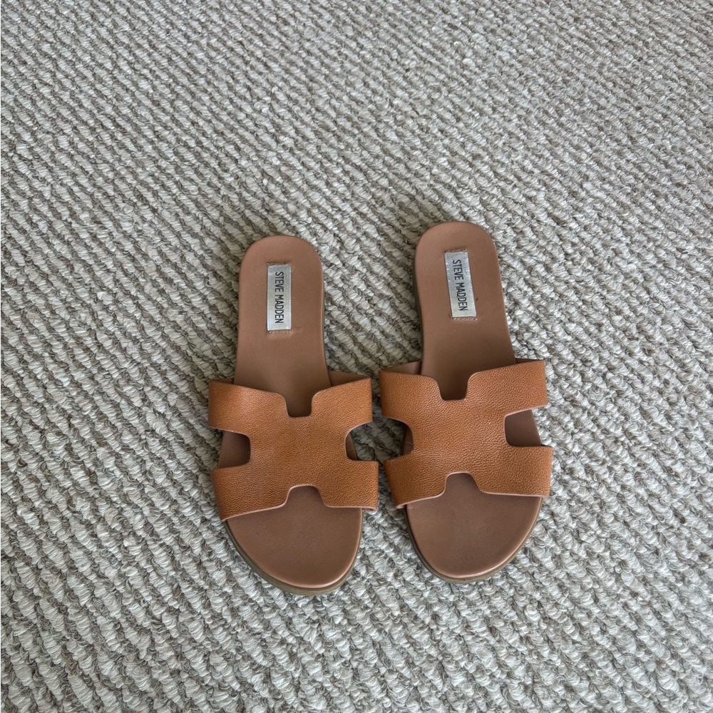 Steve Madden Brown Cutout Slide Sandals